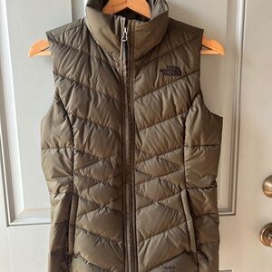 The North Face Olive Green Quilted Down Vest
